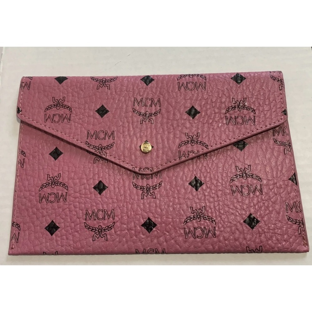 MCM Pink Envelope Clutch Travel Pouch Bag
